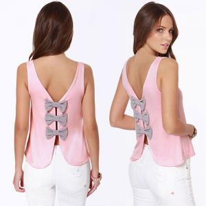 Bowknots Low Cut Back Tank Top T Shirt [grxjy561403] on Luulla