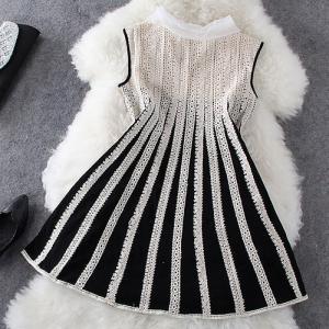 Black And White Laced Stripe Button Front Tank..