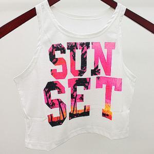 Sexy Letters Print Dew Navel Tank Tops..