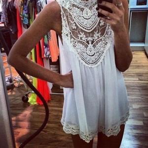 Sexy Hollow Out Lace Sleeveless Dress..