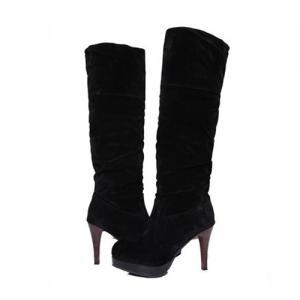 Fashion Round Toe High-heeled Knee-high Boots..