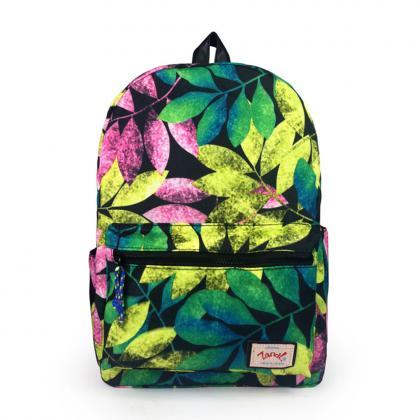 Bohemian Style Leaves Floral Print Backpack..