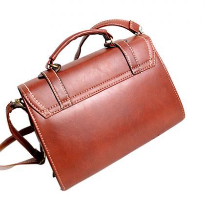Retro Solid Color Handbag Shoulder Messenger Bag..