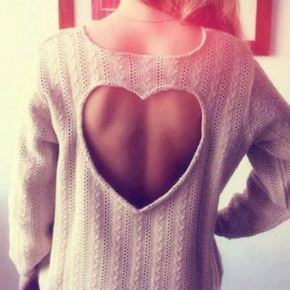 Fashion Heart-shaped Hollow Out Long Sleeve Round..