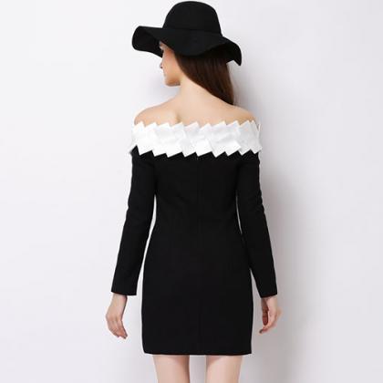 Off Shoulder Knit Sweater for Women | Slim Fit Slash Neck Long Sleeve Top