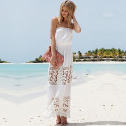 Strapless Chiffon Simple Maxi Dresses Silver Plus Size