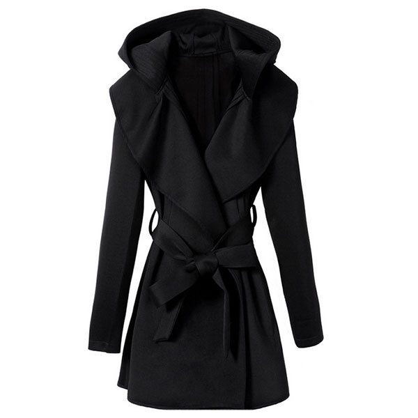 OL Style Sash Lapel Pure Color Trench Coat [grxjy560353] on Luulla