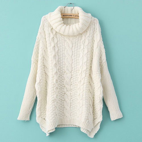 [grxjy560517]European Style High Collar Pure Color Knit Sweater on Luulla