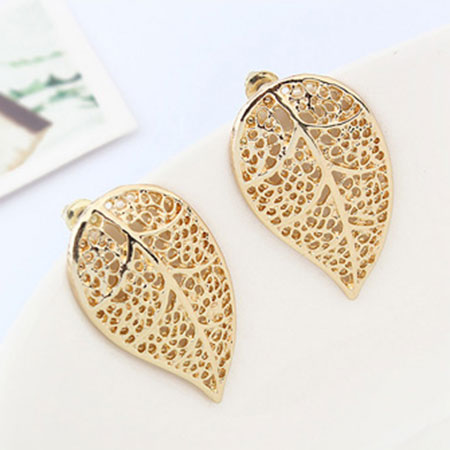 Stylish Hollow Out Gold Leaves Party Stud Earrings Jewelry Stylish Hollow Out Gold Leaves Party Stud Earrings Jewelry Grxjy5300143
