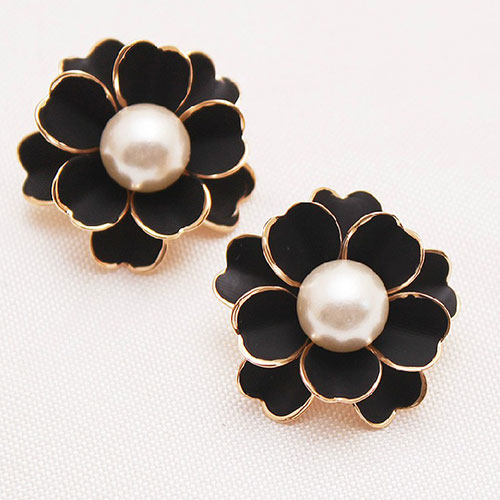 Black Wedding Party Sweet Pearl Pretty Flowers Stud Earrings Black Wedding Party Sweet Pearl Pretty Flowers Stud Earrings Accessories Grxjy5300144