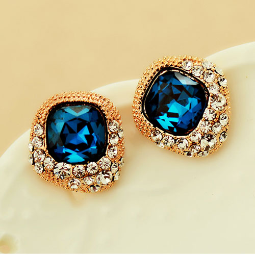Shiny Rhinestone Wedding Party Crystal Royal Blue Vintage Luxury Shiny Rhinestone Wedding Party Crystal Royal Blue Vintage Luxury Stud Earrings Grxjy5300145