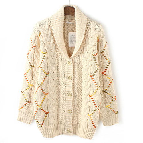 color mixed wool cardigan jacket