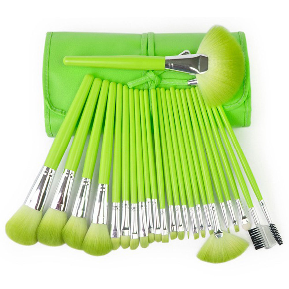 24 Pcs Comestic Makeup Brushes Set Kit With Orange Mint Green Case [grxjy5140009]