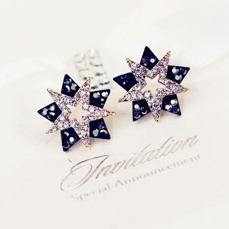 Five-pointed Stars Stud Earrings Studded With Rhinestones [grxjy5300163]