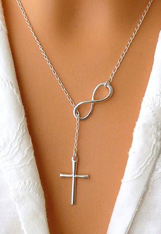 Antique Silver Cross Pendant Chain Necklace [grxjy5100223]