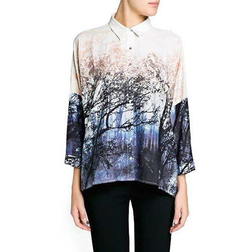 landscape print blouse