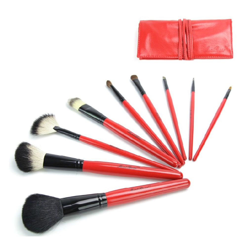 9 Pcs Comestic Makeup Brushes Set Kit With Black Red Bag [grxjy5140016]