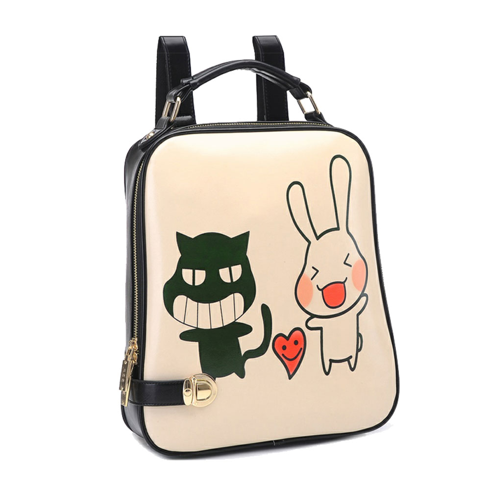 Dog Rabbit Print Backpack Travel School Shoulder Bag Tote Purse ...