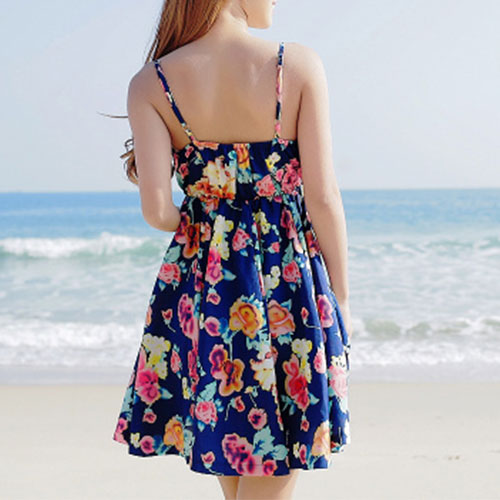 Bohemia Flower Print Open Back Beach Slip Dress Sundress [grxjy561055 ...