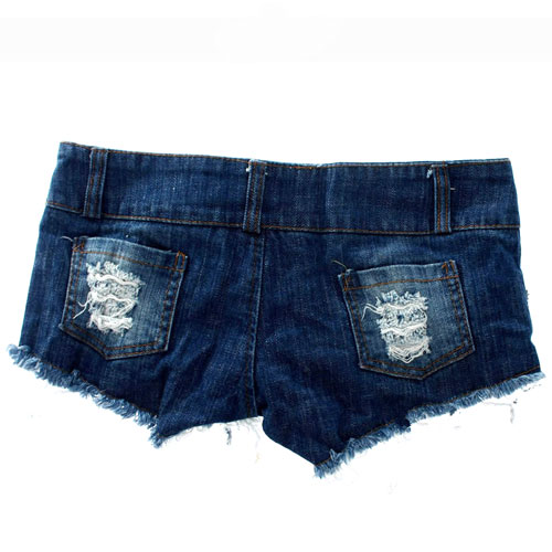 Blue Studded Rivets Destroyed Denim Cutoffs Short Jeans Shorts ...
