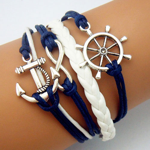 Nautical Anchor Rudder Pendant Infinity Charm Bracelet [grxjy5120158 ...