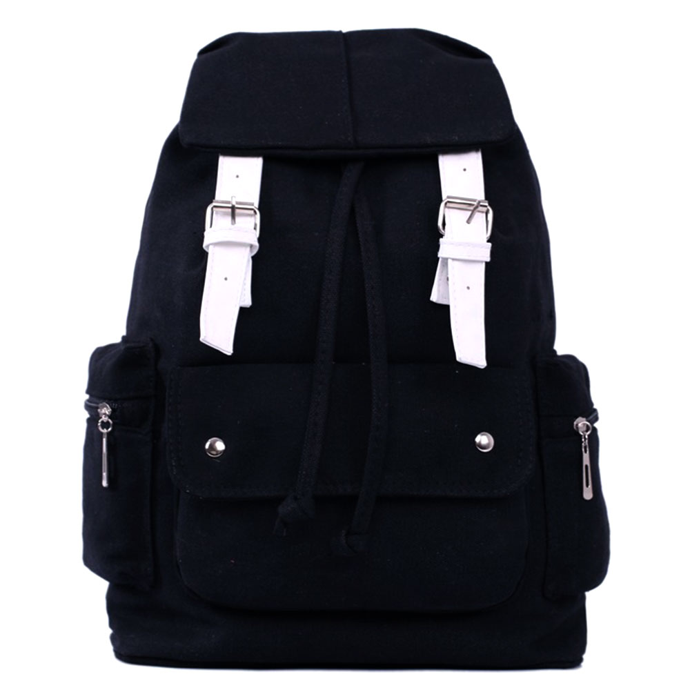 Buckles Drawstring Backpack Rucksack School Travel Shoulder Bag