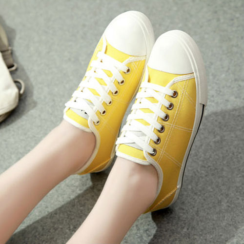 Candy Color Lace Up Casual Low Top Flat Canvas Sneaker [grxjy5190460 ...