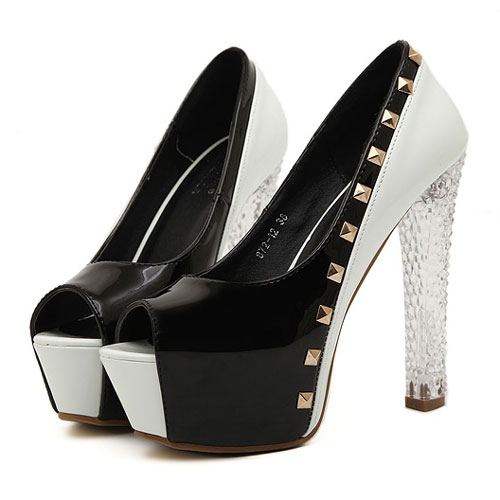 block heel peep toe pumps