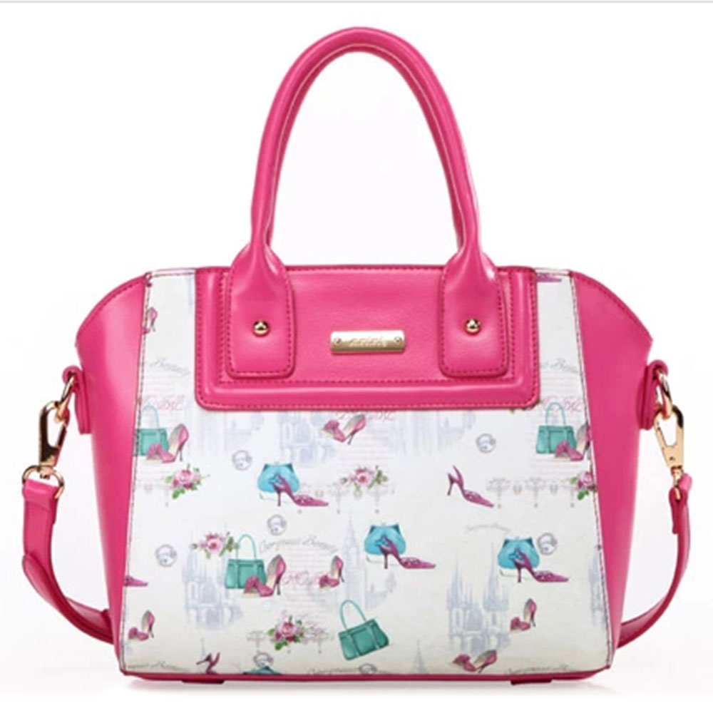 Floral Stiletto Print Double Handle Tote Bag With Shoulder Strap ...