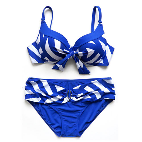 Oversize Swimsuit Stripe Push Up Bra And Briefs Bikini Set [grxjy561332 ...