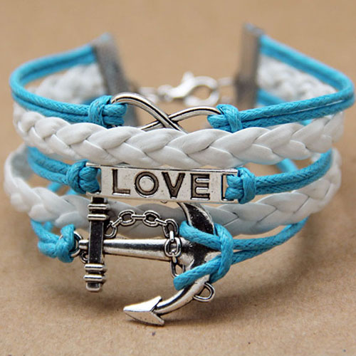 Anchor Love Lucky Number 8 Braided String Charm Bracelet [grxjy5120172]