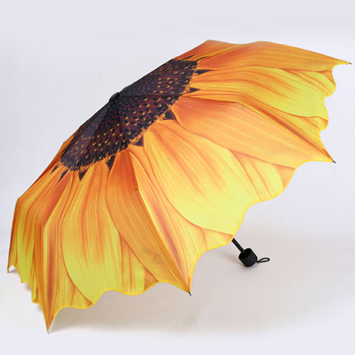 Yellow Sunflower Compact Folding Umbrella For UV / Rain Protection [grxjy52300002] on Luulla