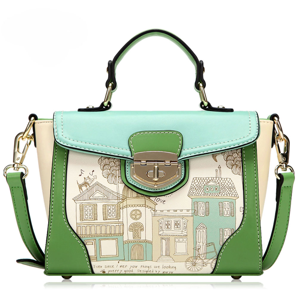 Fashion Contrast Color Floral Print Handbag Cross Body Bag