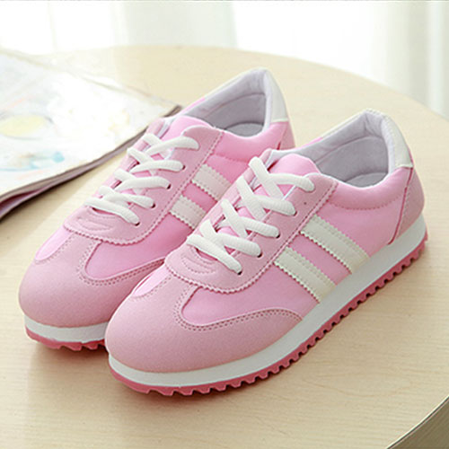 Casual Contrast Color Breathable Lace Up Sneakers Running Shoes ...