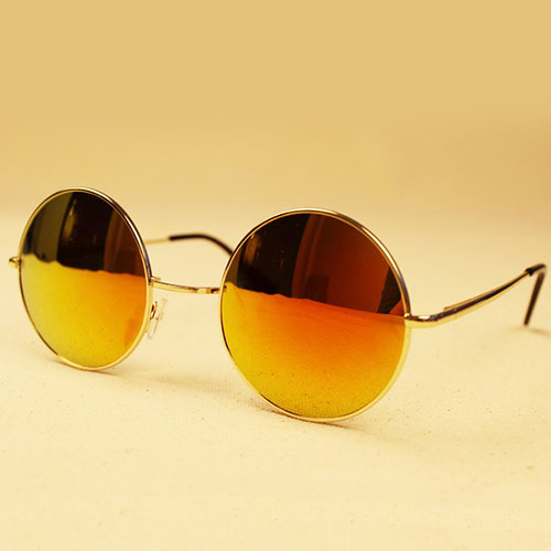 Vintage Round Frame Reflective Sunglasses [grxjy5160062]