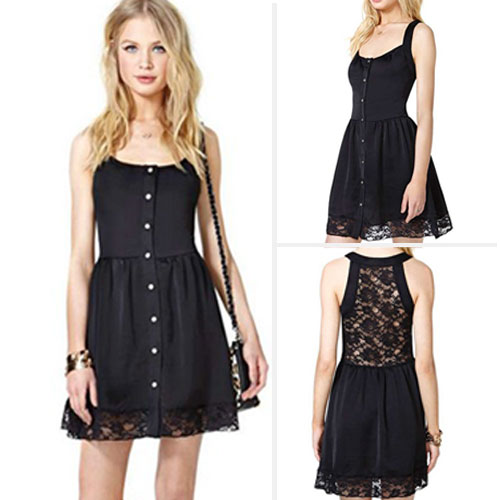 Fashion O-neck Crochet Hollow Out Lace Sleeveless Dress [grxjy561853 ...