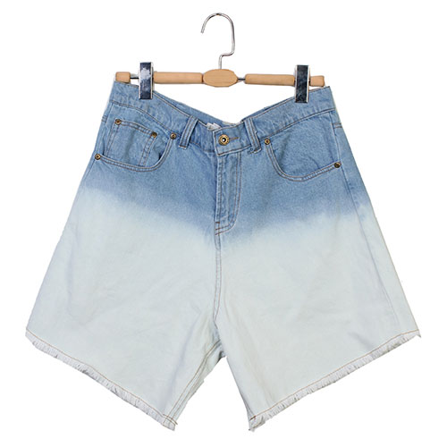 Retro High-waist Color Gradient Washed-out Loose Jean Shorts ...