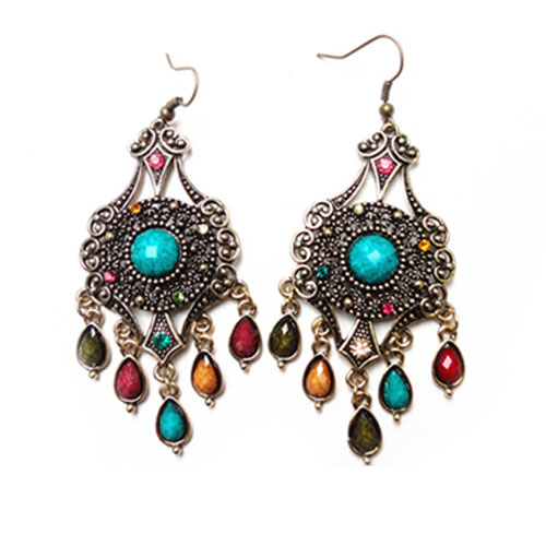 Bohemian Style Ethnic Customs Rhinestone Drop Earrings [grxjy5300217