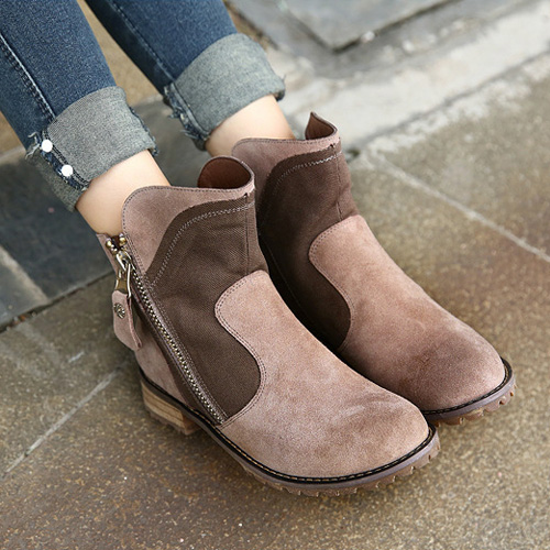 Retro Contrast Color Round Toe Ankle Martin Booties [grxjy5190714] on ...