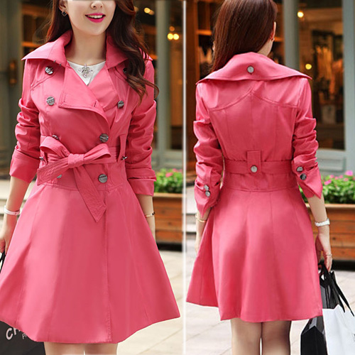 Fashion Solid Color Double-breasted Trench Coat With Sash [grxjy562346 ...