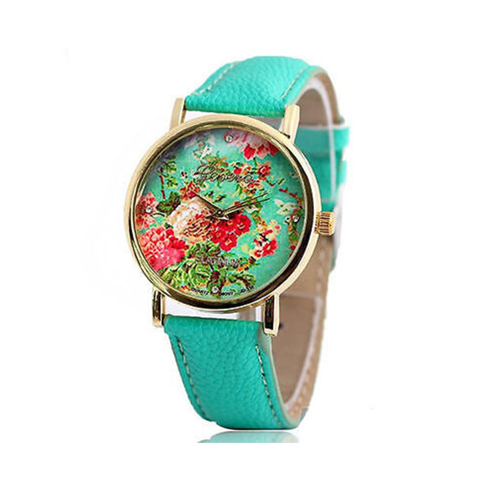 Fashion Pu Leather Watchband Rose Dial Quartz Watch [grxjy51500021]