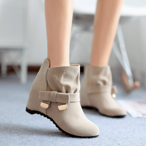 Sweet Bowknot Solid Color Inner-increased Martin Booties [grxjy5190753 ...