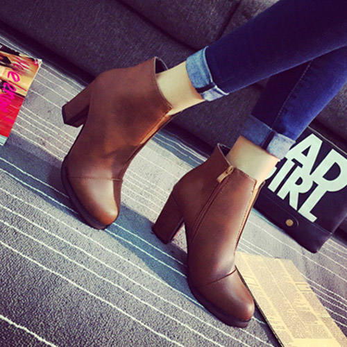 booties with thick heel