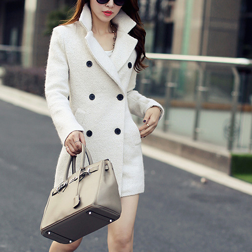 Fashion Solid Color Double-breasted Slim Fit Woolen Coat [grxjy56002767]