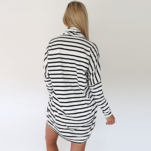 Fashion Striped Turtleneck Long Sleeve Loose T Shirt Grxjy56002775 On Luulla