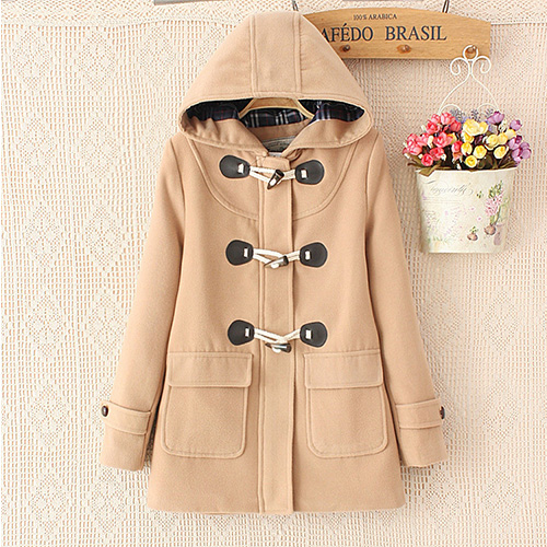 Hooded Horn Buckle Wool Coat main image 0