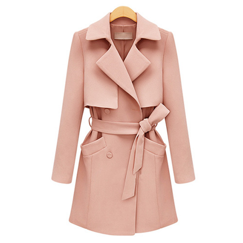 Fashion Solid Color Slim Fit Trench Coat With Sash [grxjy56002985] on