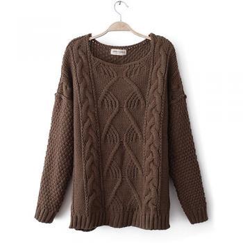 [grxjy560636]Casual Loose Vintage Patterns Hollow Out Crewneck Sweater ...
