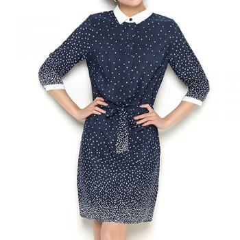 polka dot belted midi shirt dress