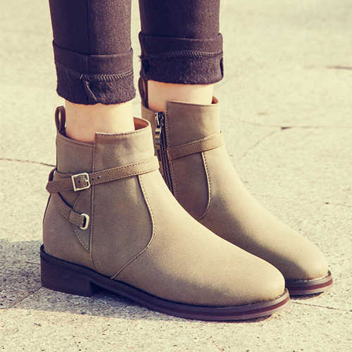 white booties rounded toe